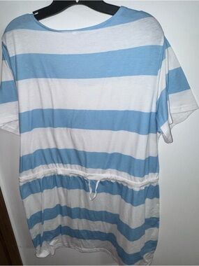 Casual Blue and White Striped Drawstring Rumper